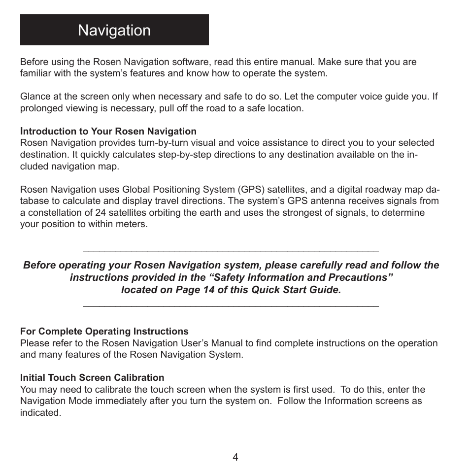 Navigation | Rosen Entertainment Systems DS-TY0840 User Manual | Page 5 / 16