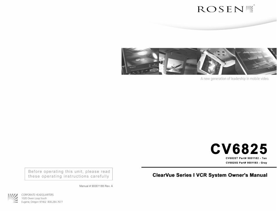 Rosen Entertainment Systems CV6825 User Manual | 8 pages