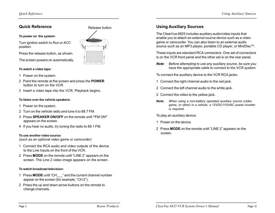 Rosen Entertainment Systems CV6825 User Manual | Page 4 / 8