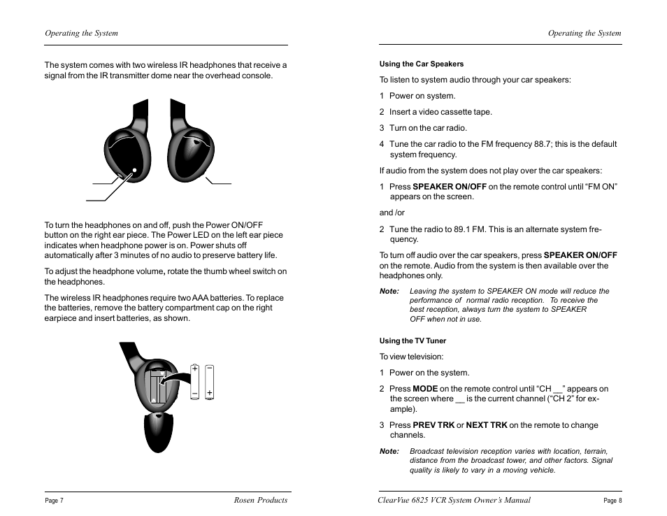 Rosen Entertainment Systems CV6825 User Manual | Page 8 / 8