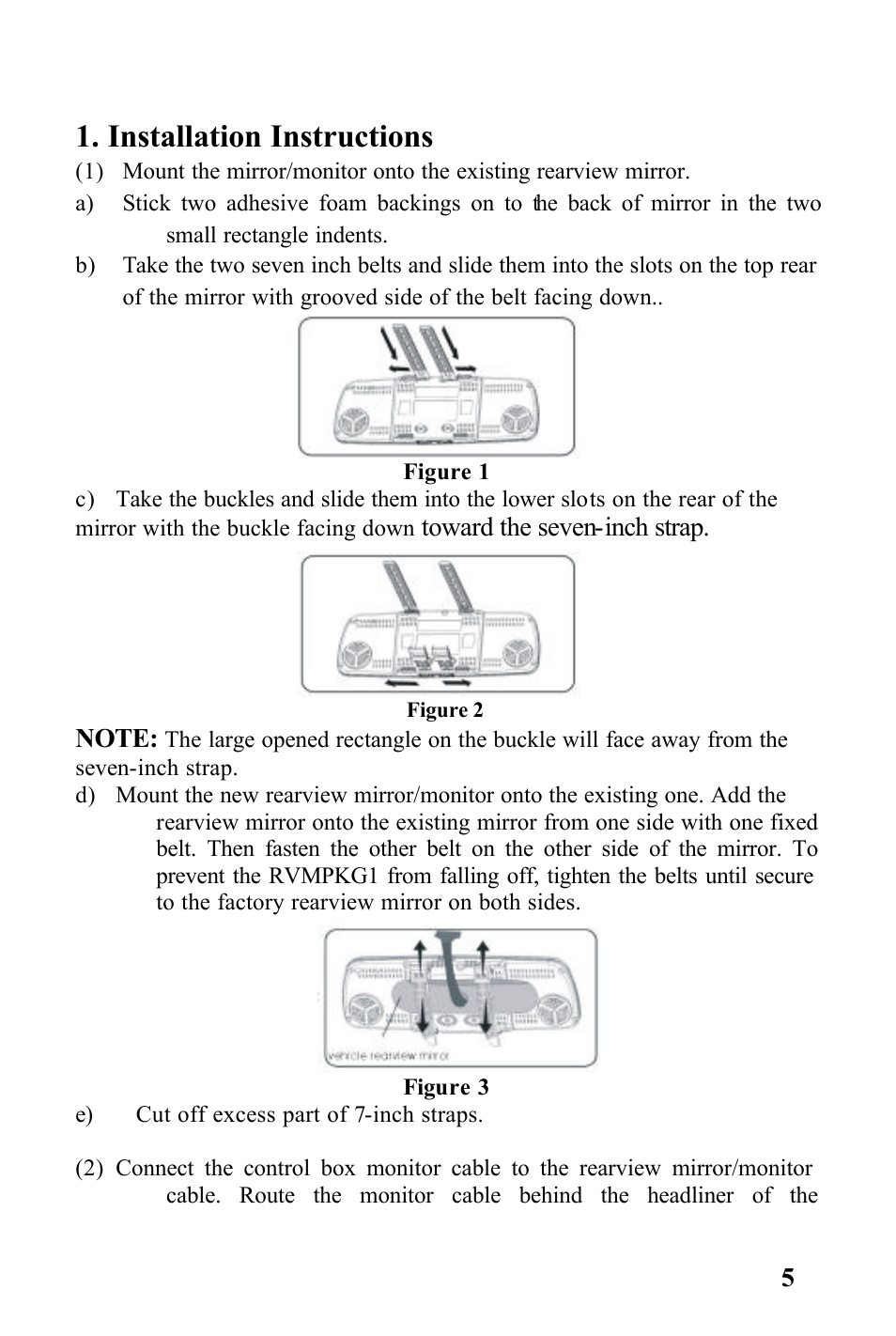 Installation instructions | Rosen Entertainment Systems Rear Observation System Package RVMPKG1 User Manual | Page 5 / 12