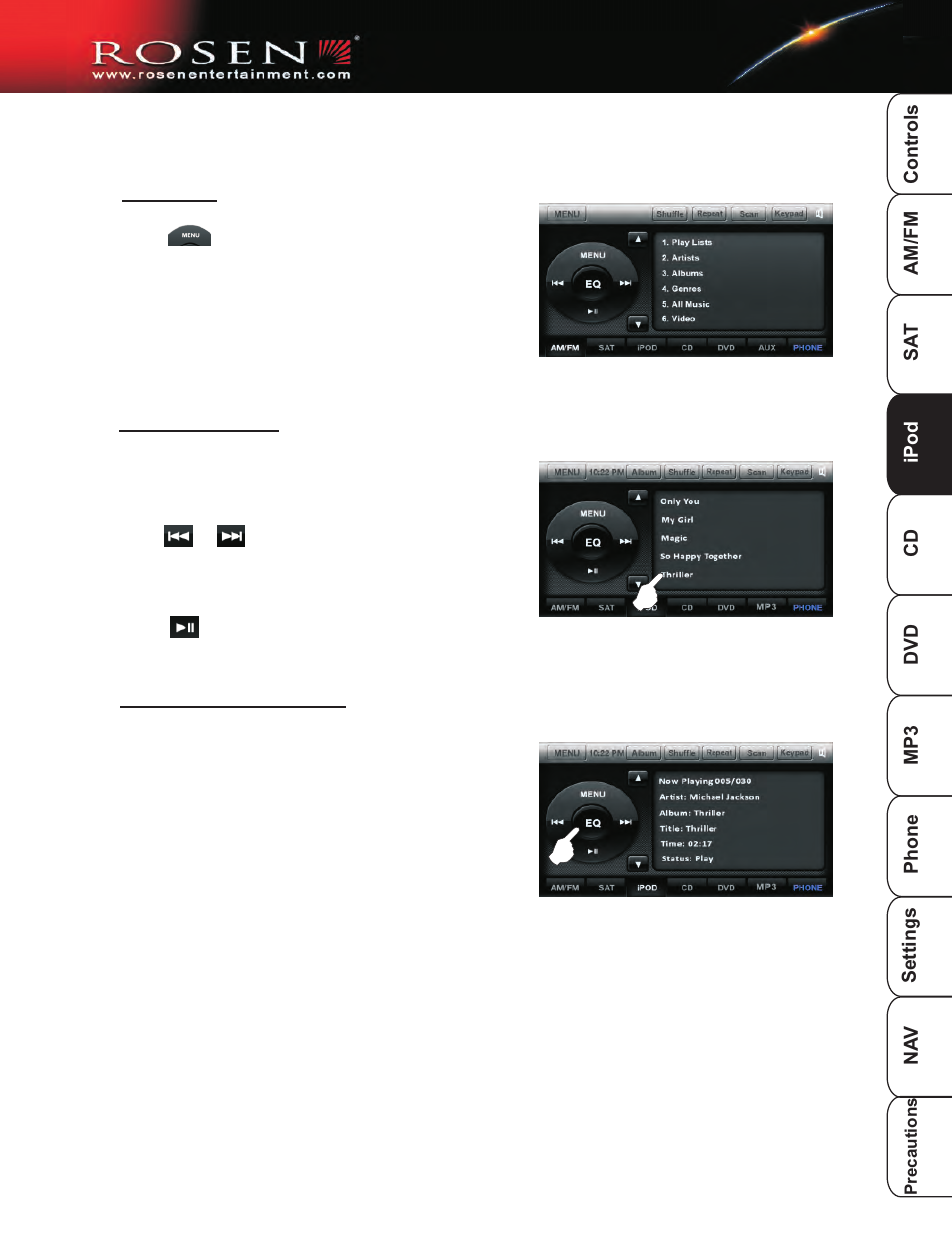 Ipod 2 | Rosen Entertainment Systems DP-1001 User Manual | Page 14 / 49