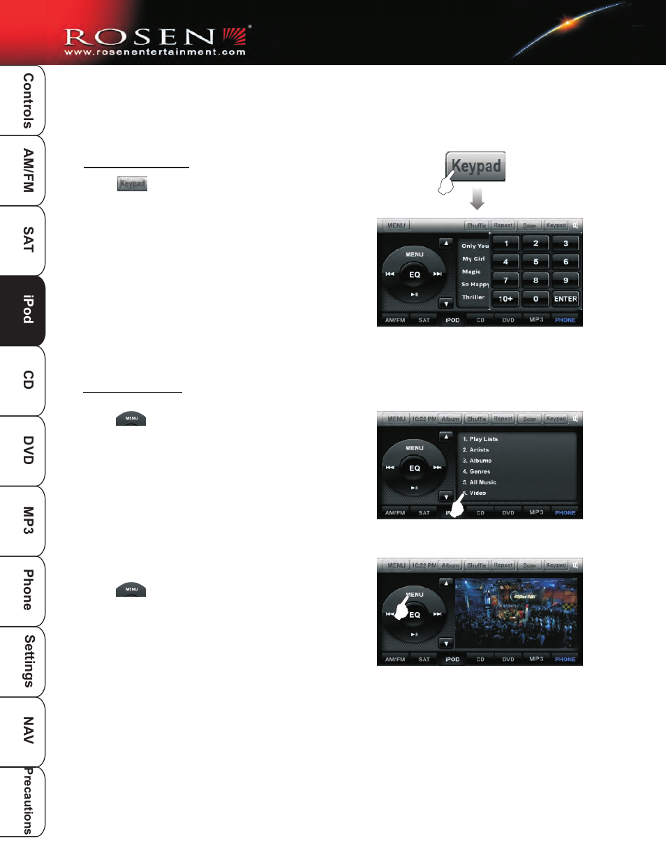 Ipod 3 | Rosen Entertainment Systems DP-1001 User Manual | Page 15 / 49