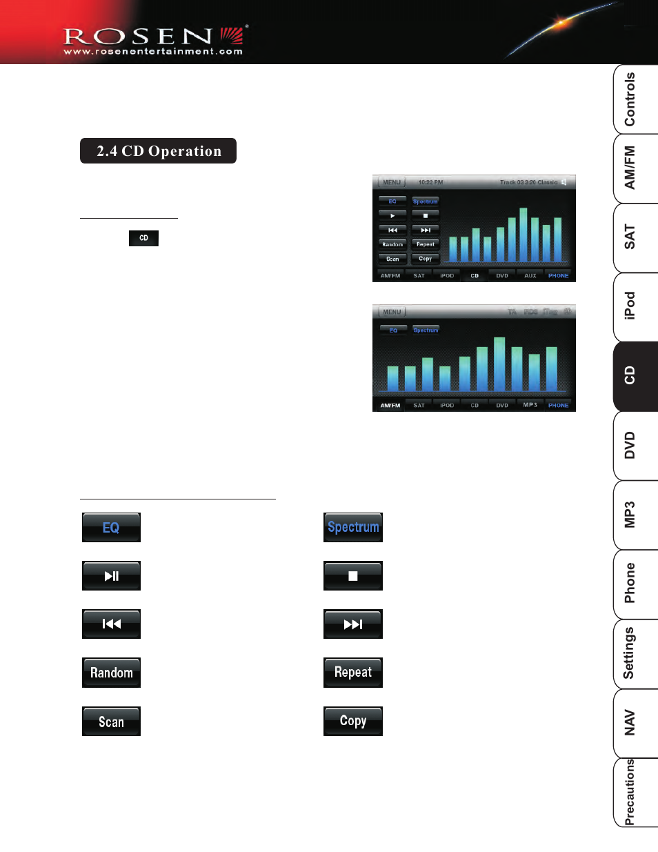 4 cd operation | Rosen Entertainment Systems DP-1001 User Manual | Page 16 / 49