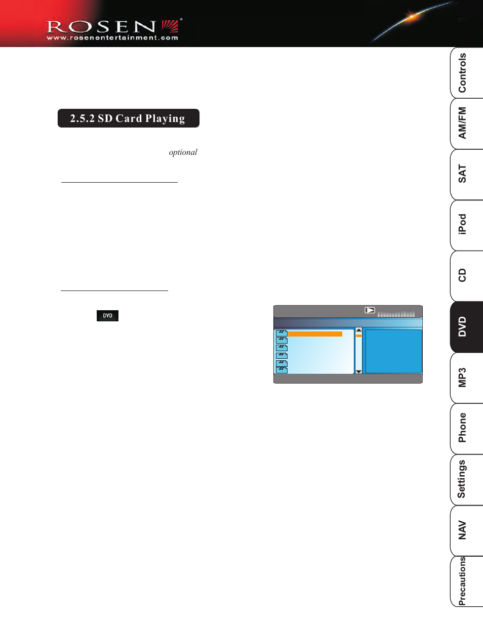 Sd card, 2 sd card playing, Inserting /removing sd card sd card playback mode | Rosen Entertainment Systems DP-1001 User Manual | Page 20 / 49