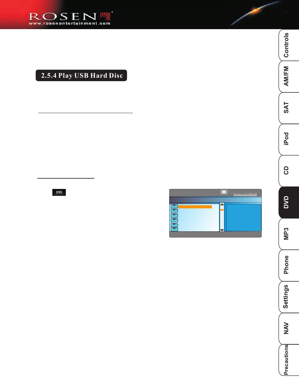 4 play usb hard disc, Inserting / removing usb access to usb mode | Rosen Entertainment Systems DP-1001 User Manual | Page 22 / 49