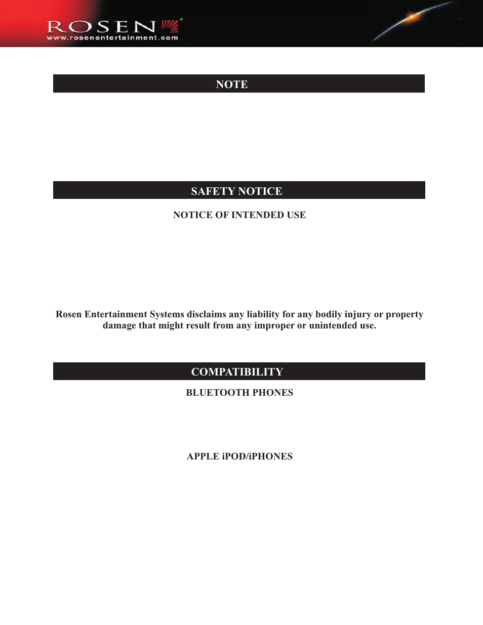 Safety notice | Rosen Entertainment Systems DP-1001 User Manual | Page 3 / 49