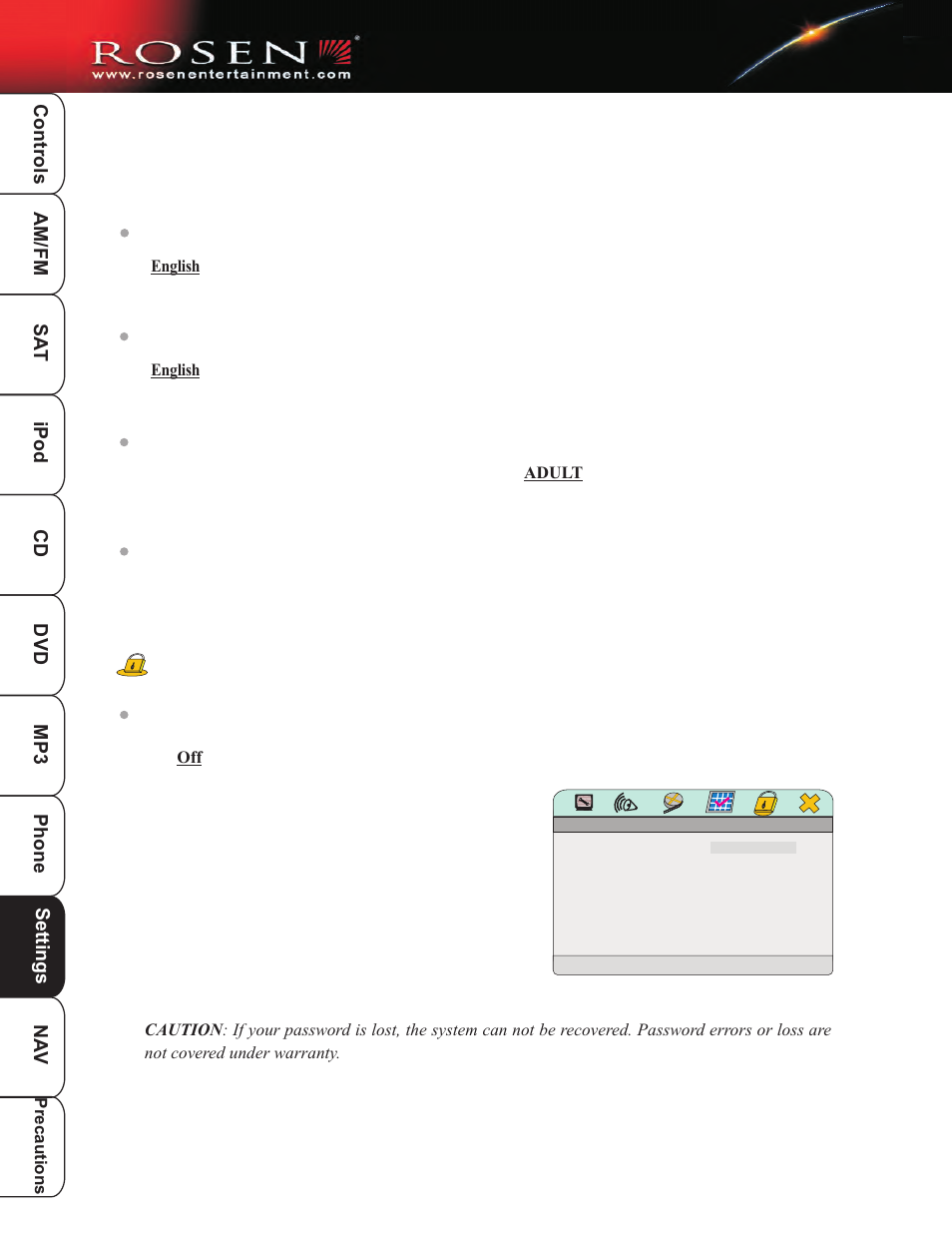 Dvd setup 7 | Rosen Entertainment Systems DP-1001 User Manual | Page 43 / 49
