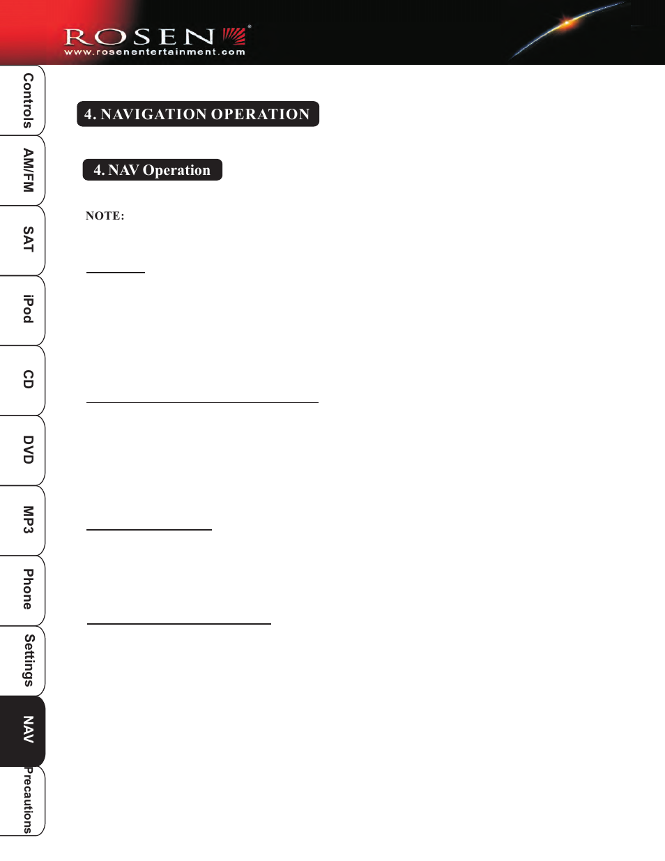 Nav operation, Navigation operation | Rosen Entertainment Systems DP-1001 User Manual | Page 45 / 49