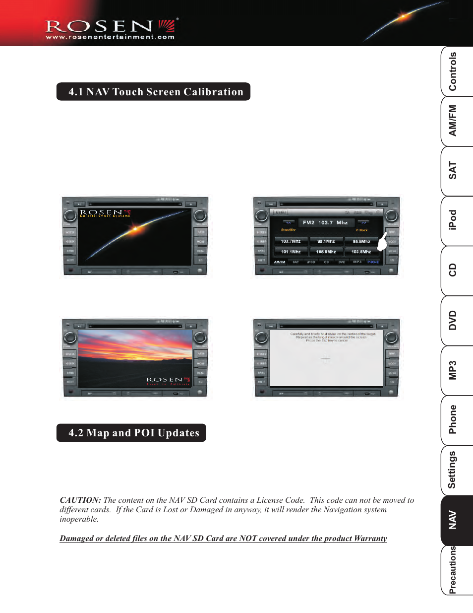 Nav cal | Rosen Entertainment Systems DP-1001 User Manual | Page 46 / 49