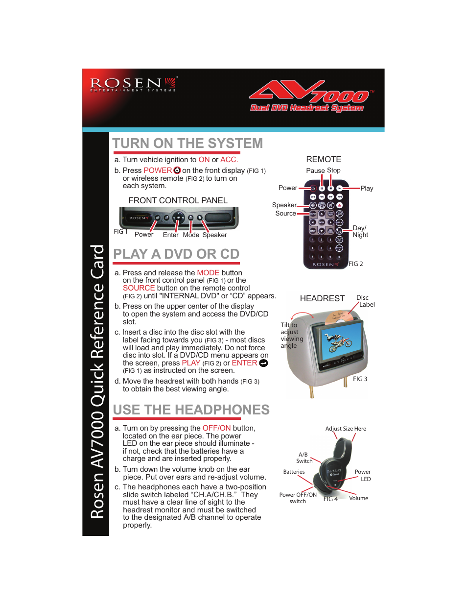 Rosen Entertainment Systems AV7000 User Manual | 2 pages