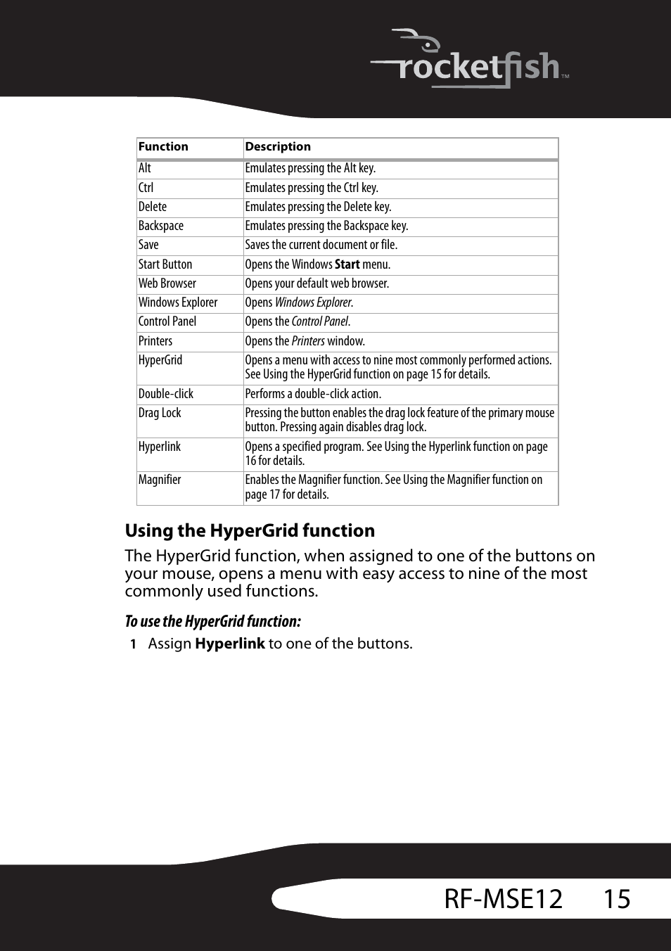 Using the hypergrid function, 15 rf-mse12 | RocketFish RF-MSE12 User Manual | Page 15 / 32