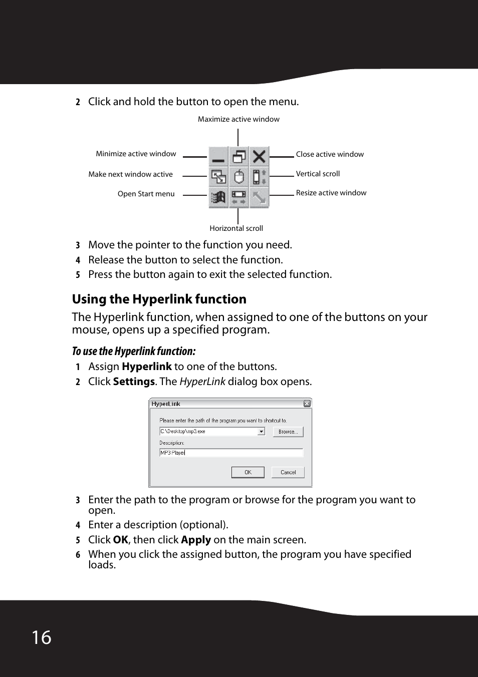 Using the hyperlink function | RocketFish RF-MSE12 User Manual | Page 16 / 32