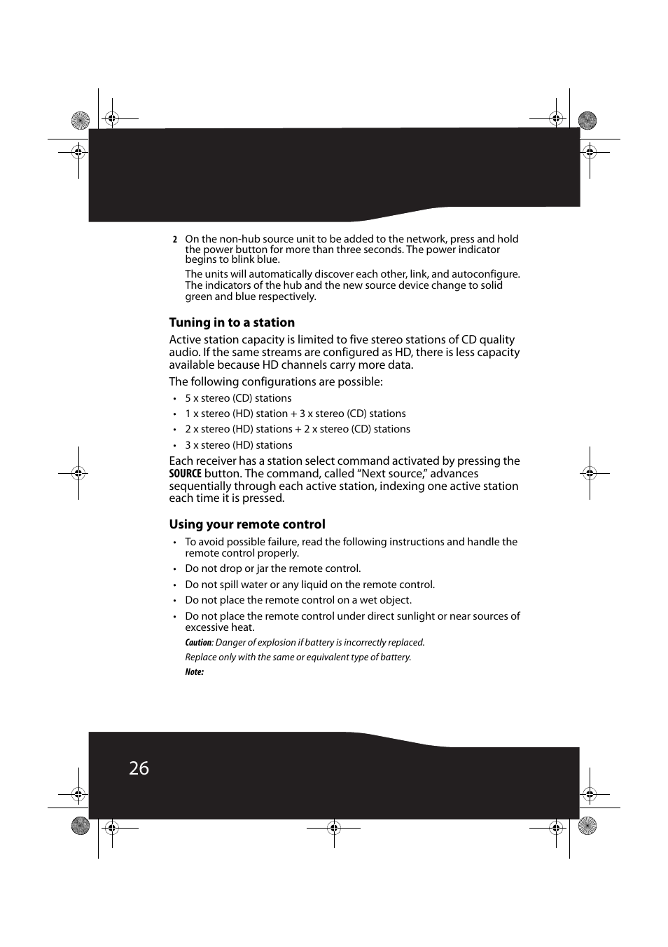 Tuning in to a station, Using your remote control | RocketFish RF-RBWS02 User Manual | Page 26 / 37