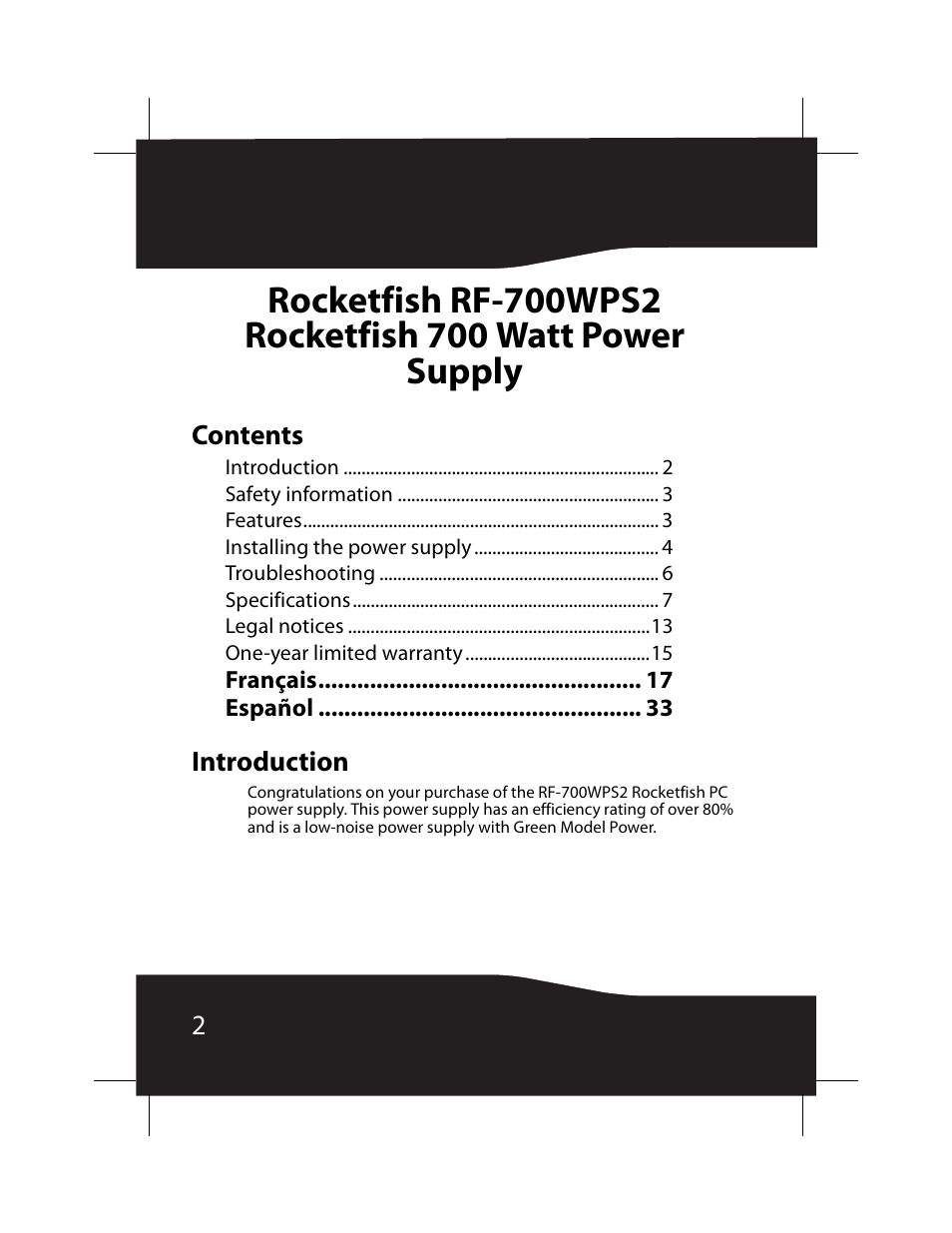 RocketFish RF-700WPS2 User Manual | Page 2 / 52
