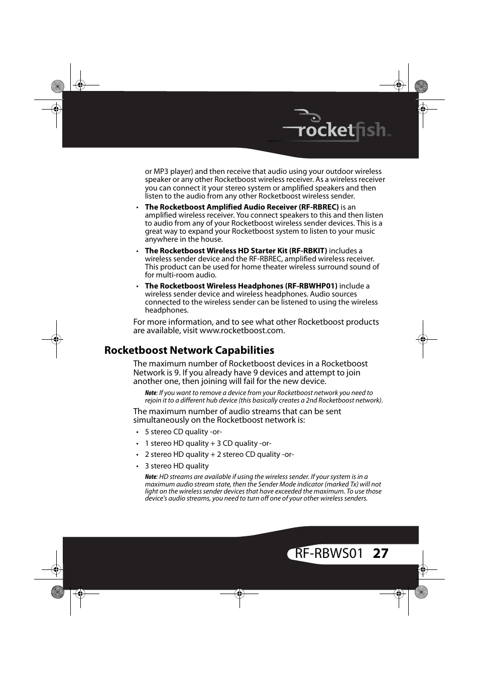 Rocketboost network capabilities, 27 rf-rbws01 | RocketFish ROCKETBOOST RF-RBWS01 User Manual | Page 27 / 35