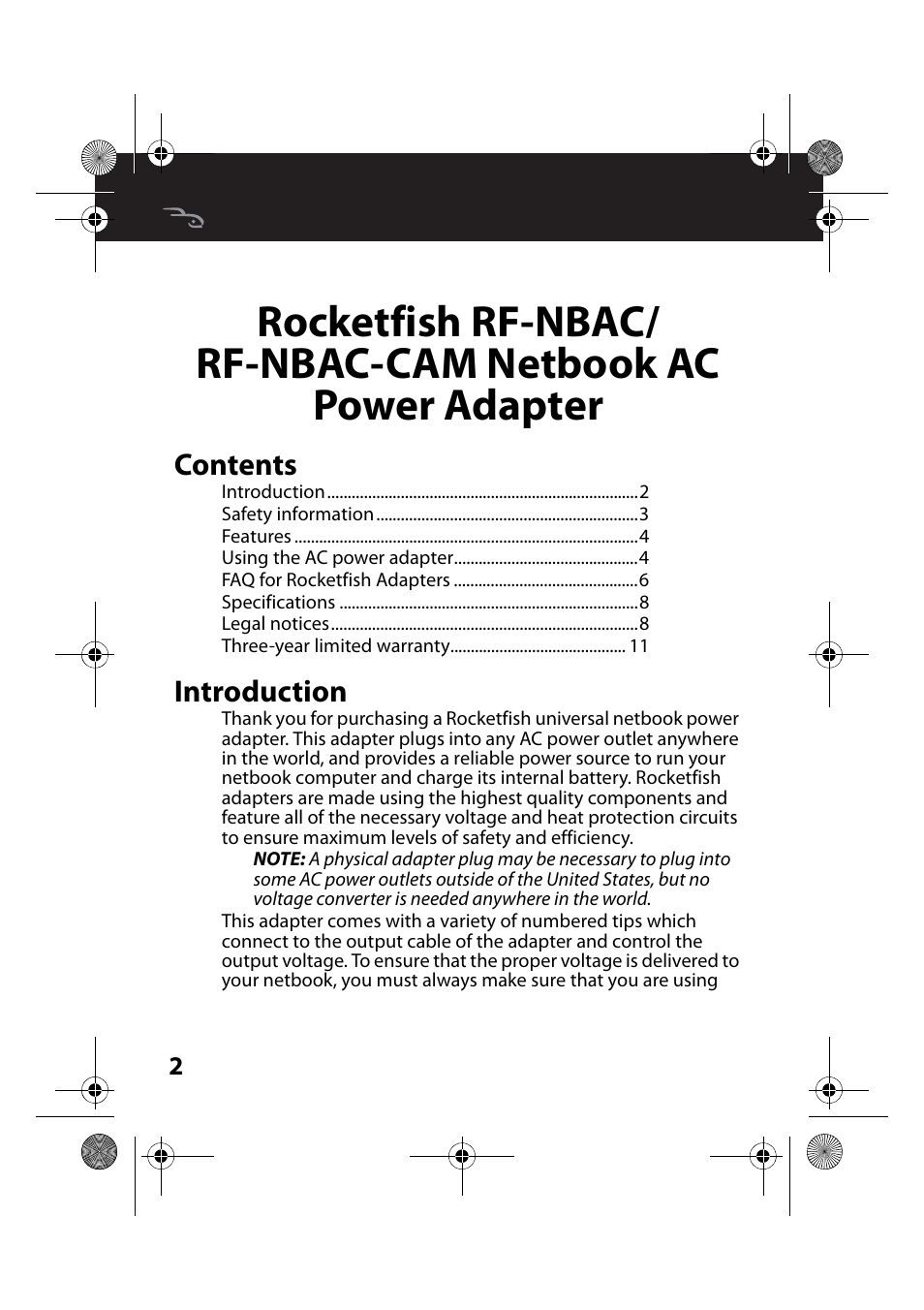 RocketFish RF-NBAC-CAM User Manual | Page 2 / 13