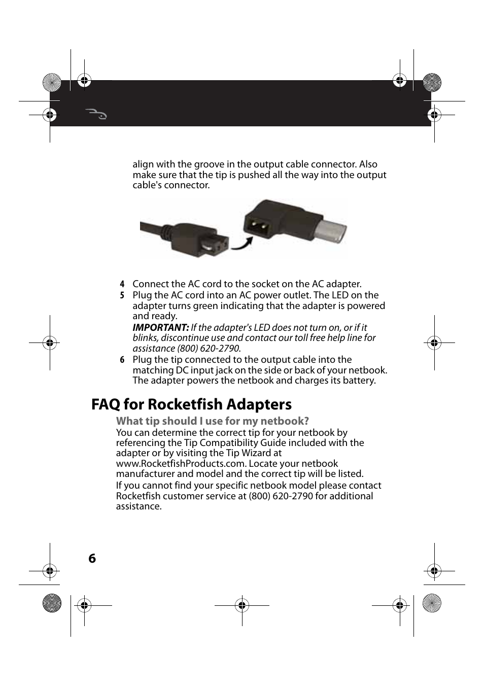 Faq for rocketfish adapters, What tip should i use for my netbook | RocketFish RF-NBAC-CAM User Manual | Page 6 / 13