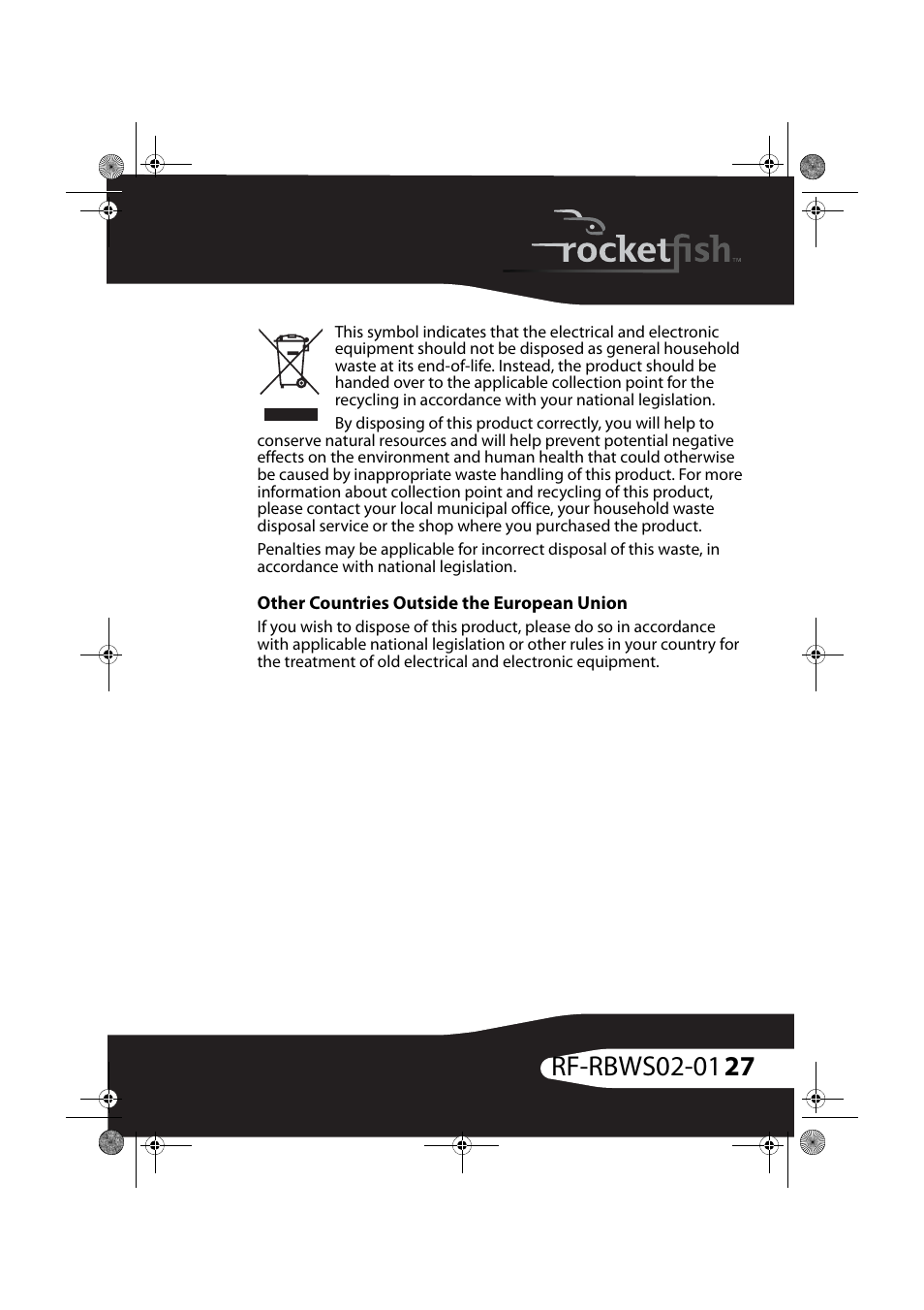 Other countries outside the european union | RocketFish ROCKETBOOST RF-RBWS02-01 User Manual | Page 27 / 31