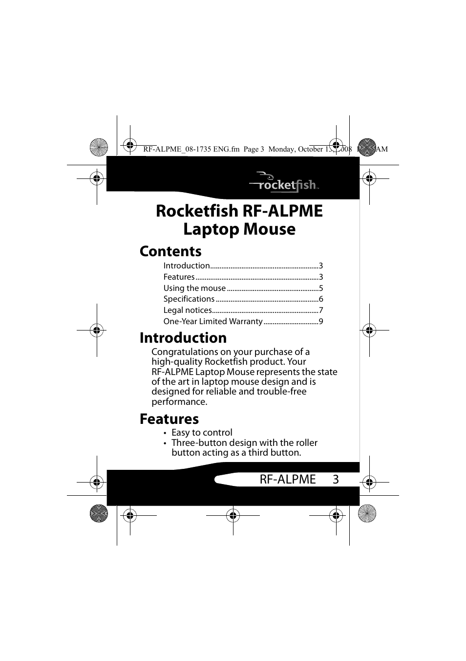 RocketFish RF-ALPME User Manual | Page 3 / 16