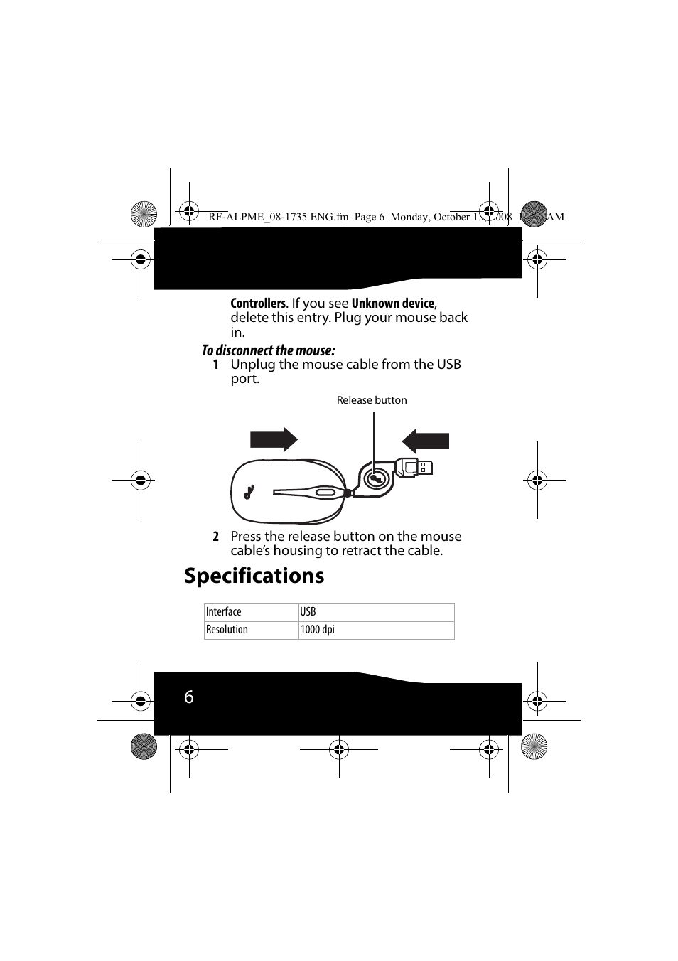 Specifications | RocketFish RF-ALPME User Manual | Page 6 / 16