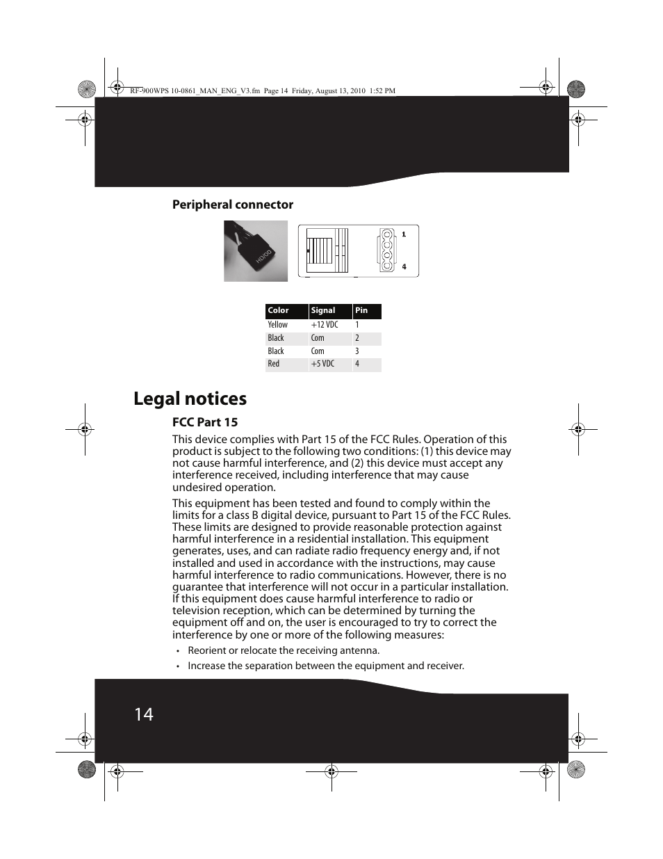 Legal notices | RocketFish RF-900WPS User Manual | Page 14 / 20