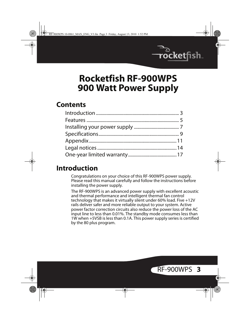 RocketFish RF-900WPS User Manual | Page 3 / 20