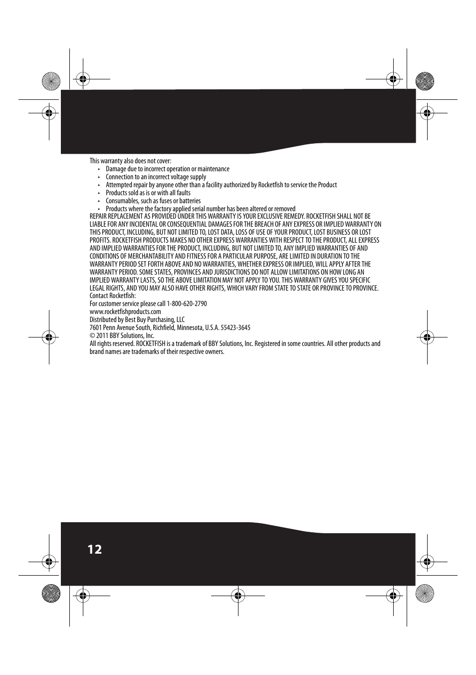 RocketFish RF-BPRAC4-CA User Manual | Page 12 / 13