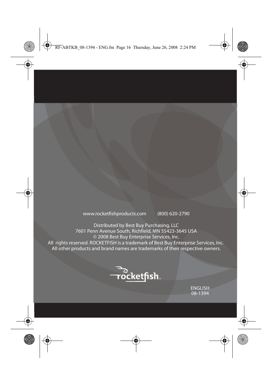 RocketFish RF-ABTKB User Manual | Page 16 / 16