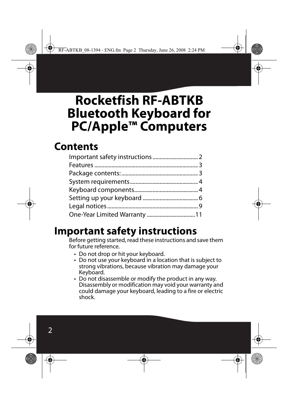 RocketFish RF-ABTKB User Manual | Page 2 / 16