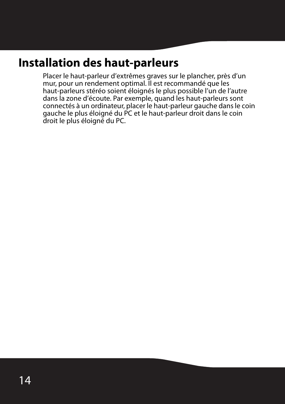 Installation des haut-parleurs, 14 installation des haut-parleurs | RocketFish RF-3800 User Manual | Page 16 / 34
