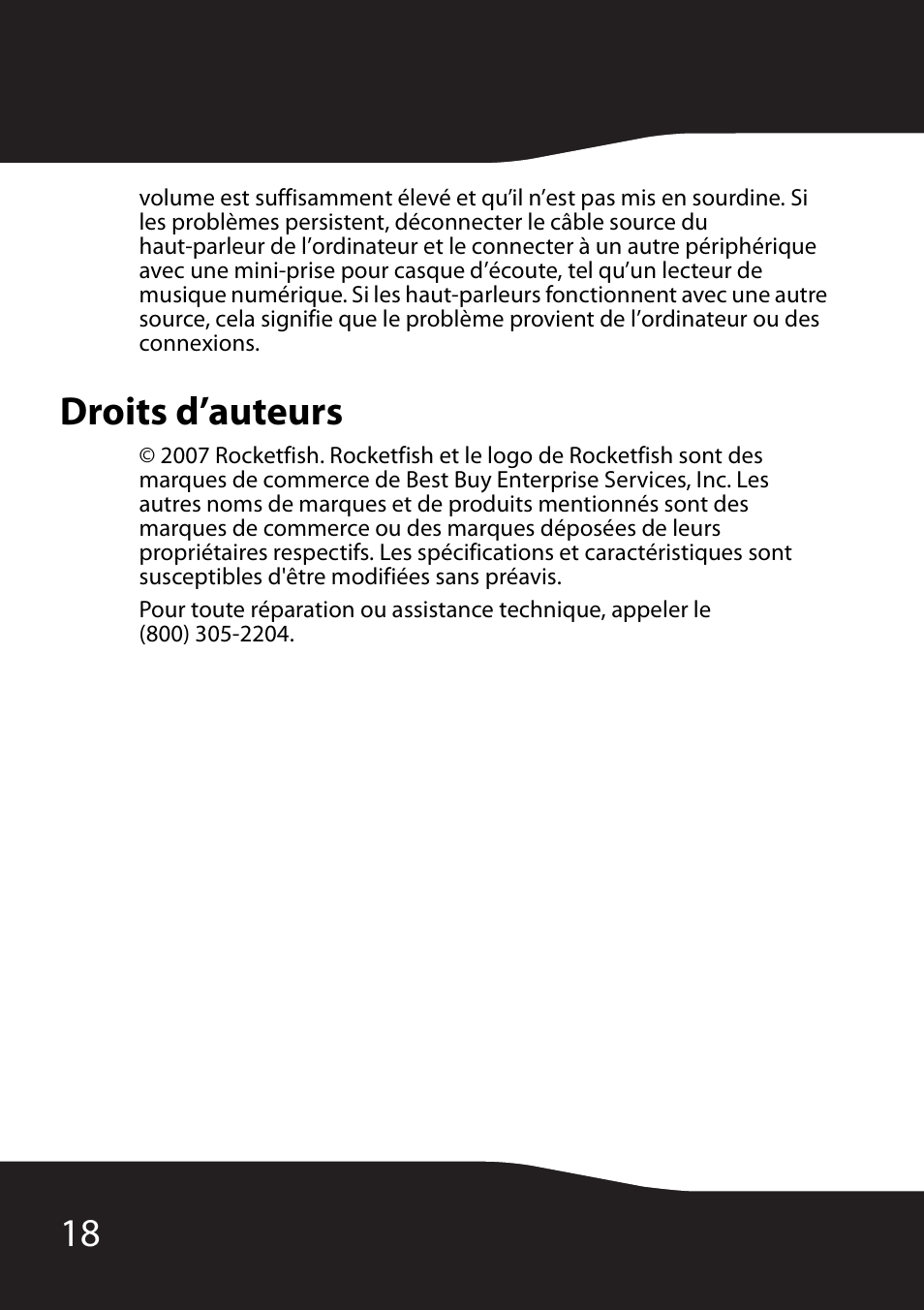Droits d’auteurs | RocketFish RF-3800 User Manual | Page 20 / 34