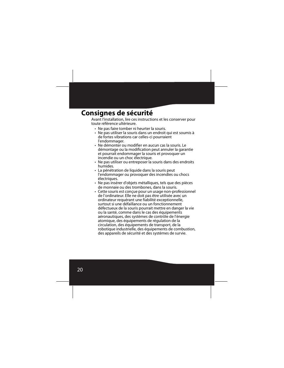 Consignes de sécurité | RocketFish RF-AFMSE User Manual | Page 20 / 56