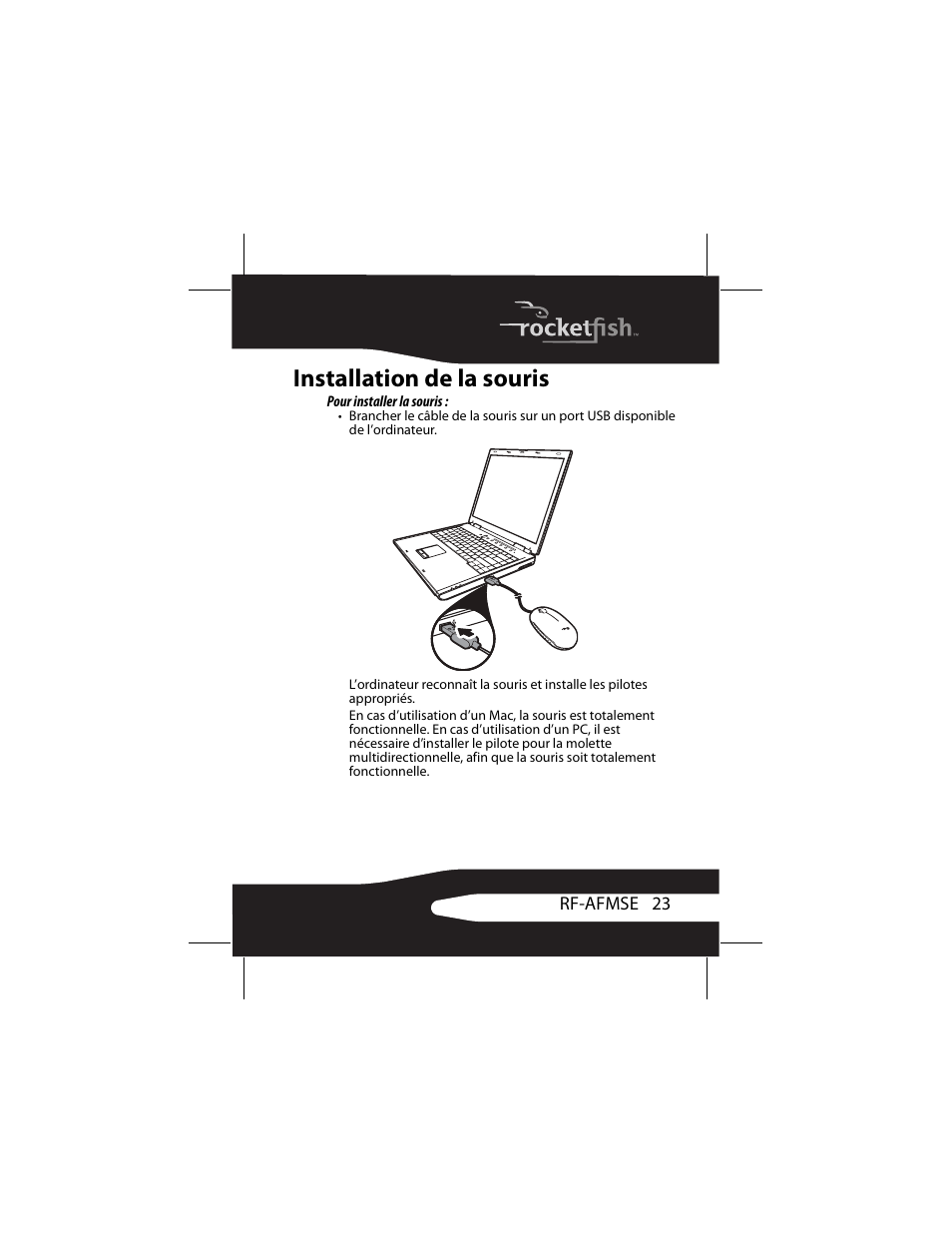 Installation de la souris | RocketFish RF-AFMSE User Manual | Page 23 / 56