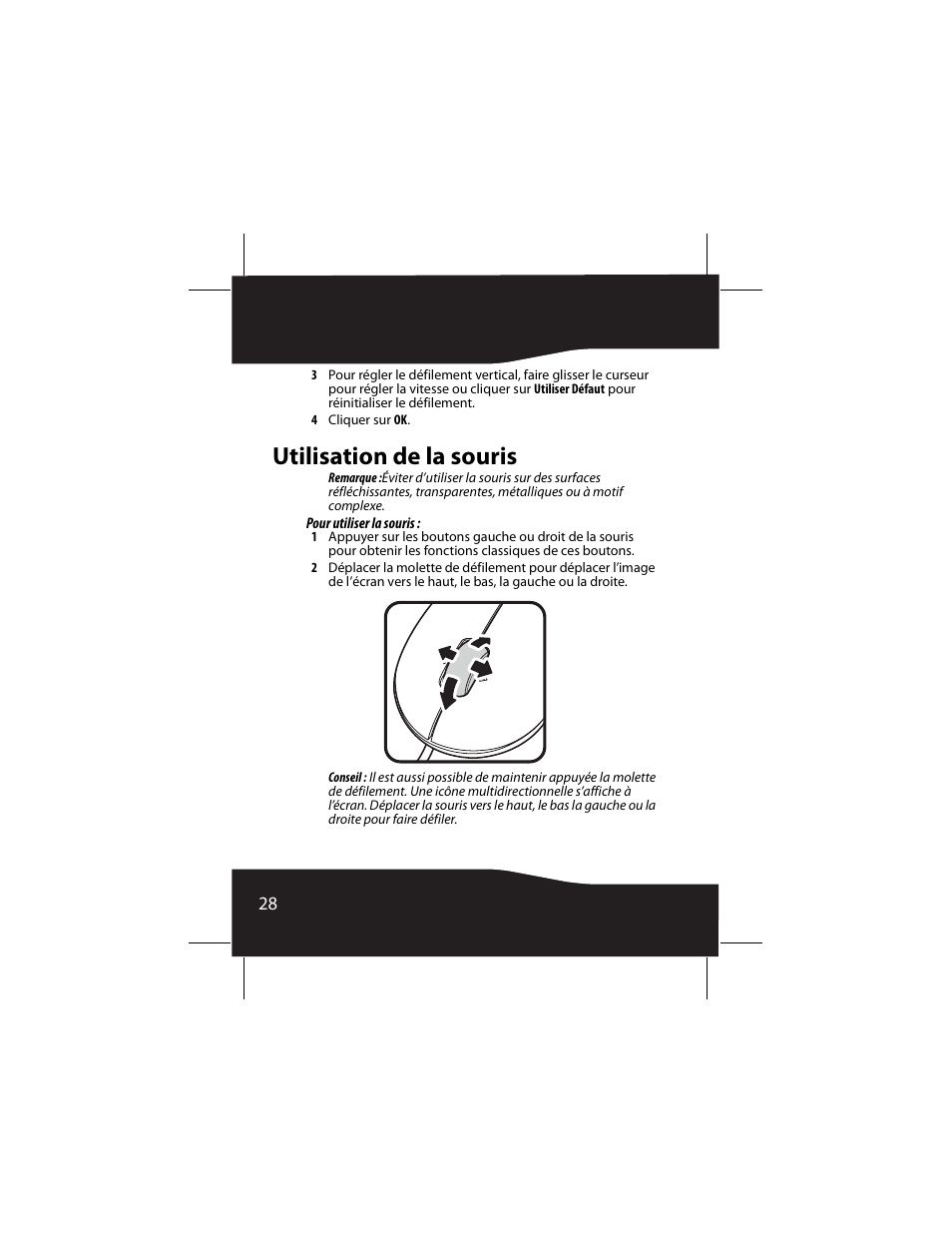Utilisation de la souris | RocketFish RF-AFMSE User Manual | Page 28 / 56