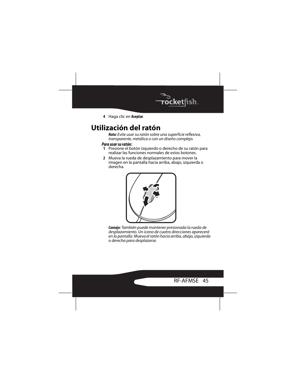 Utilización del ratón | RocketFish RF-AFMSE User Manual | Page 45 / 56