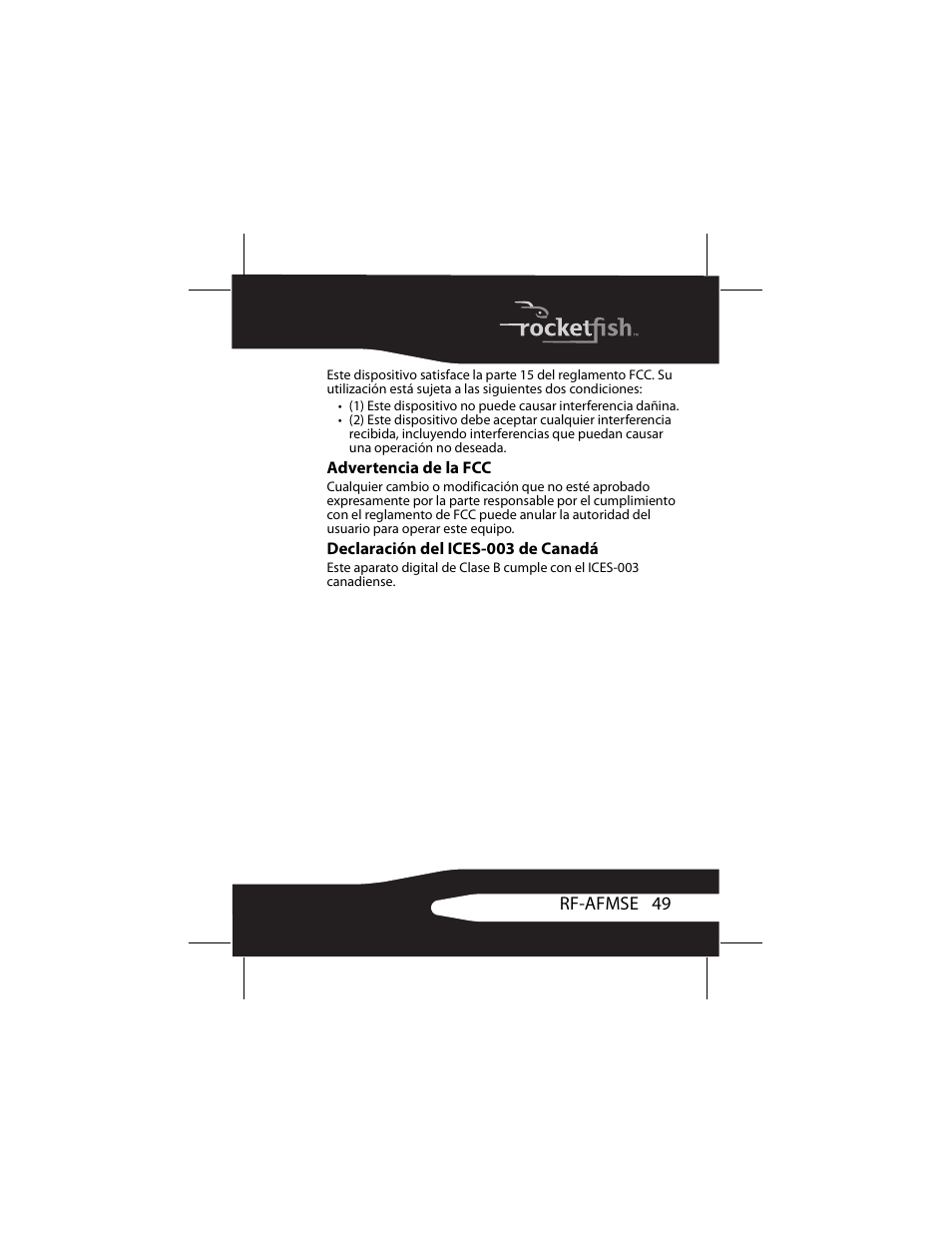 RocketFish RF-AFMSE User Manual | Page 49 / 56
