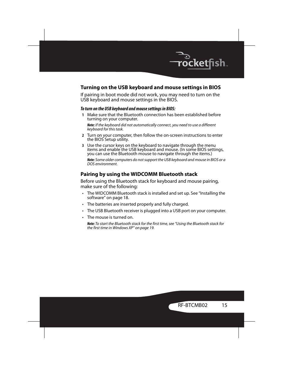 Pairing by using the widcomm bluetooth stack | RocketFish RF-BTCMB02 User Manual | Page 15 / 35