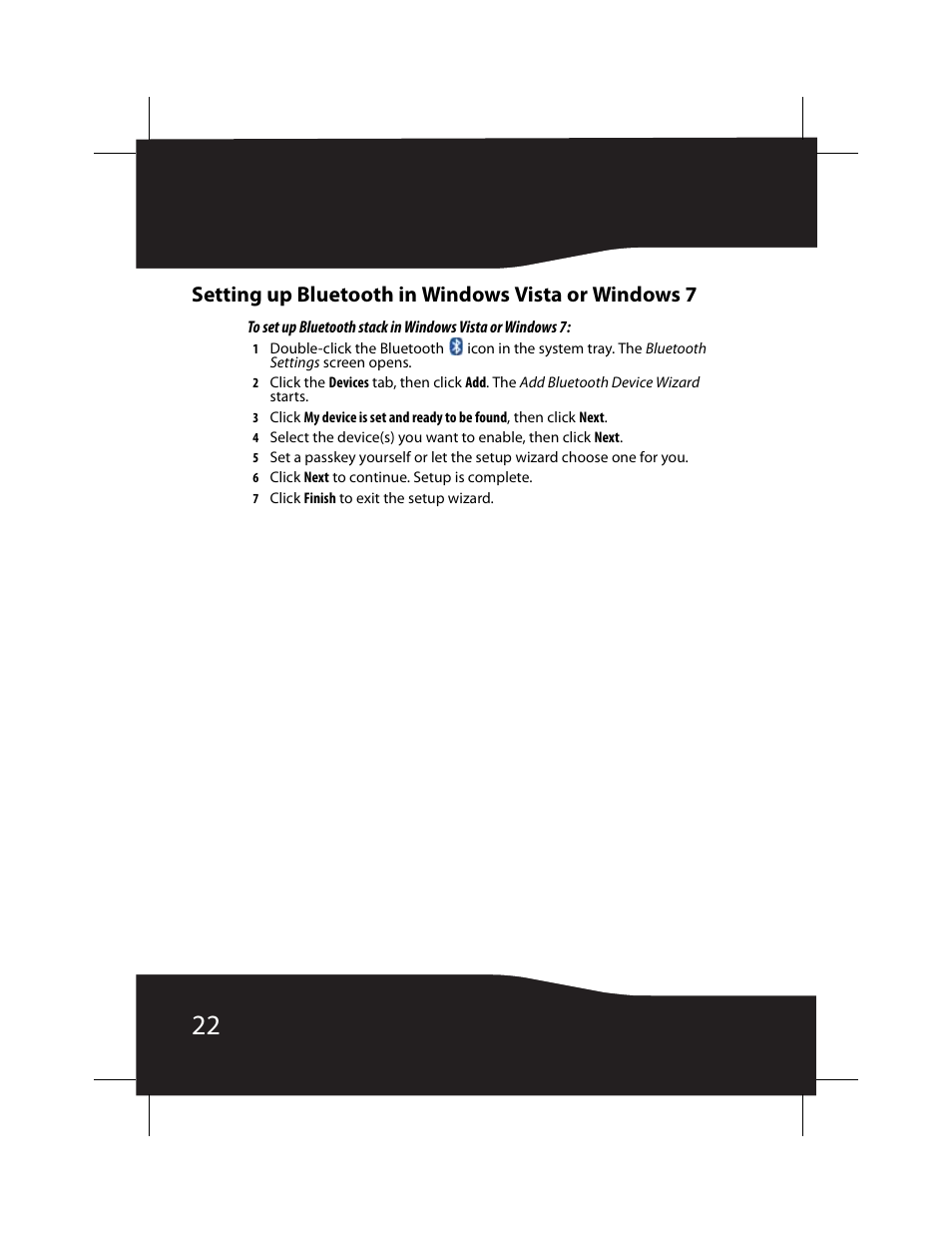 Setting up bluetooth in windows vista or windows 7 | RocketFish RF-BTCMB02 User Manual | Page 22 / 35