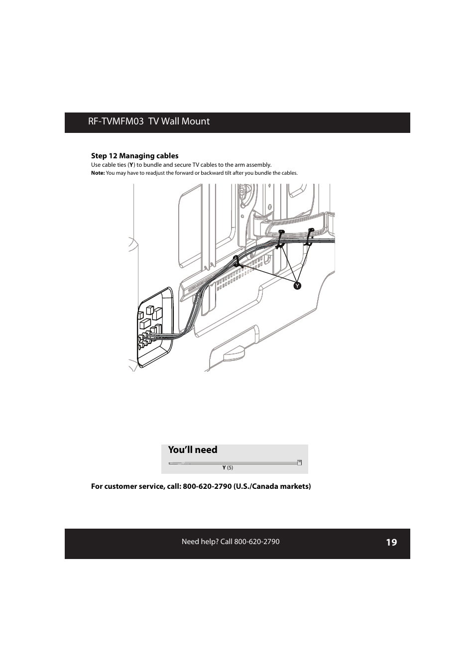 Rf-tvmfm03 tv wall mount, You’ll need | RocketFish RF-TVMFM03 User Manual | Page 19 / 20