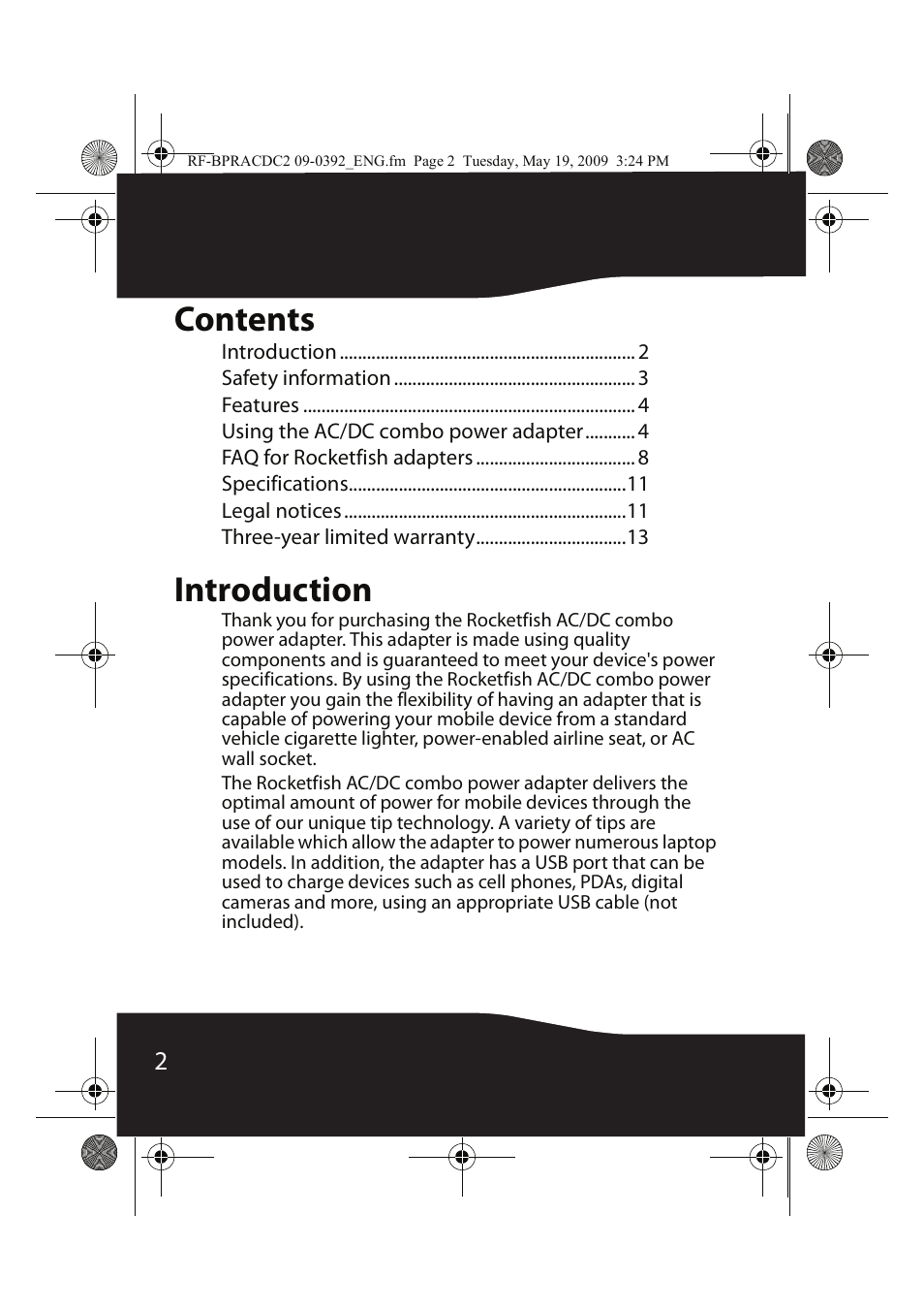 RocketFish RF-BPRACDC2 User Manual | Page 2 / 16