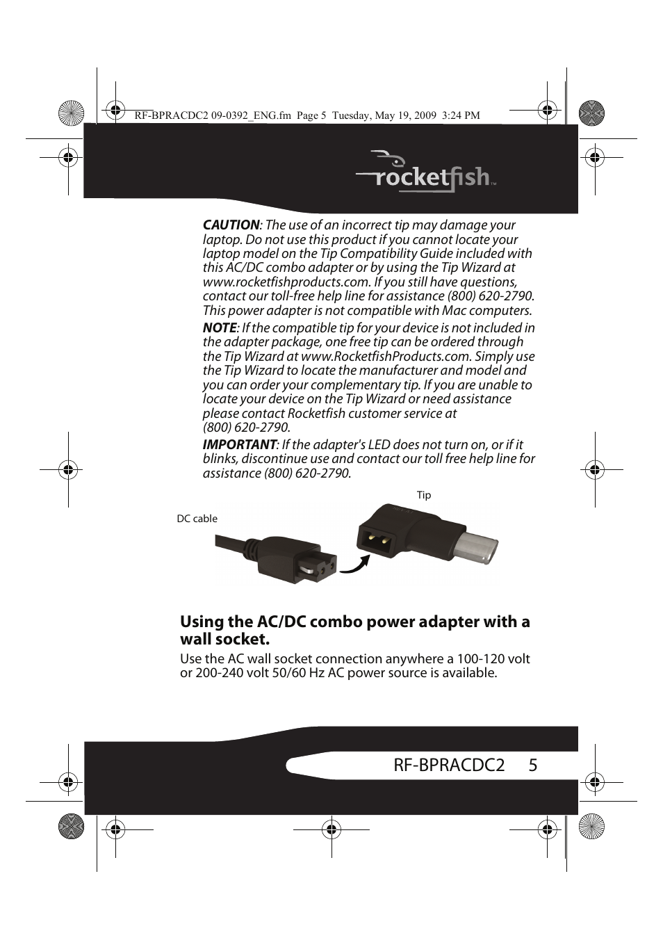 5rf-bpracdc2 | RocketFish RF-BPRACDC2 User Manual | Page 5 / 16