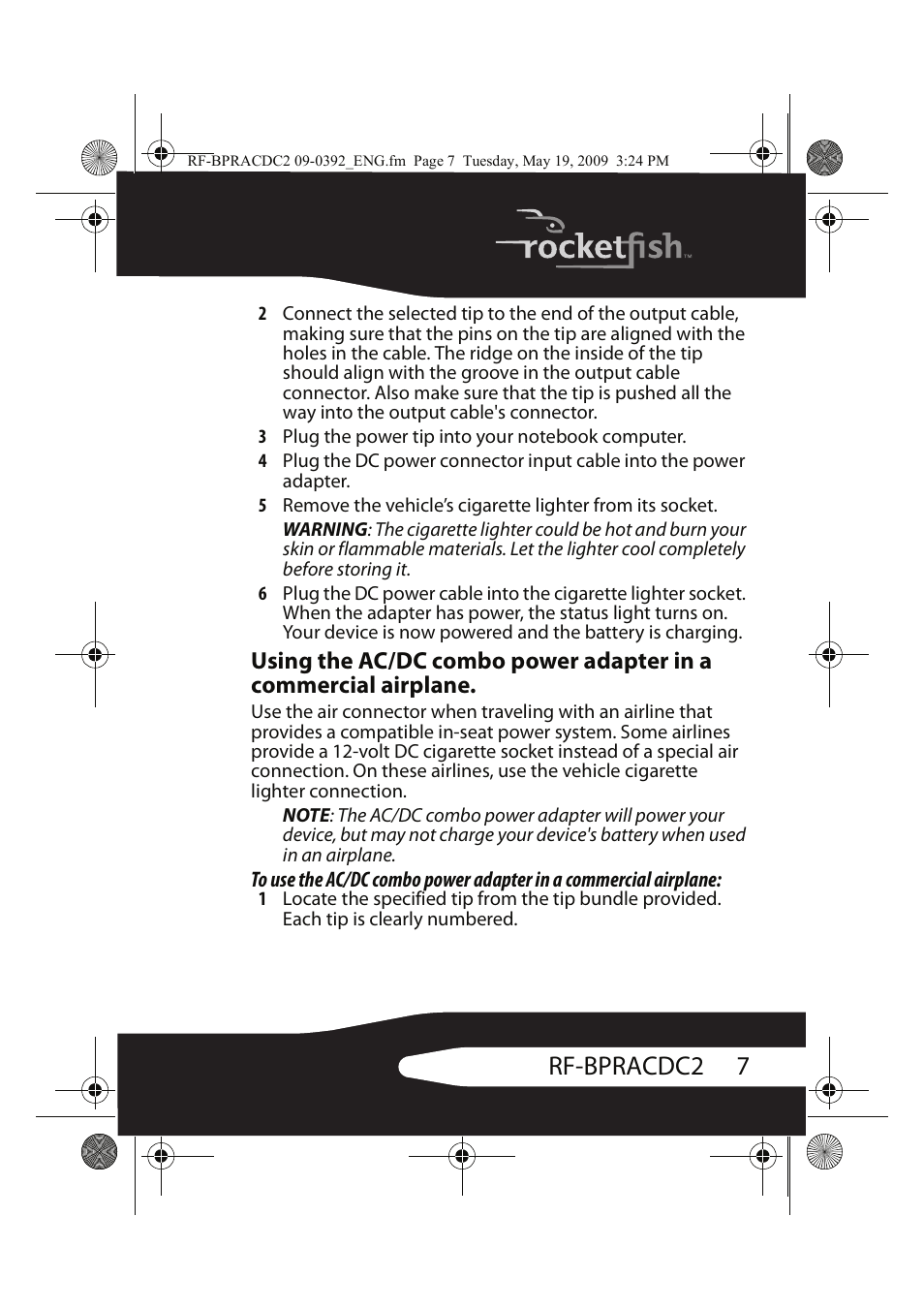 7rf-bpracdc2 | RocketFish RF-BPRACDC2 User Manual | Page 7 / 16