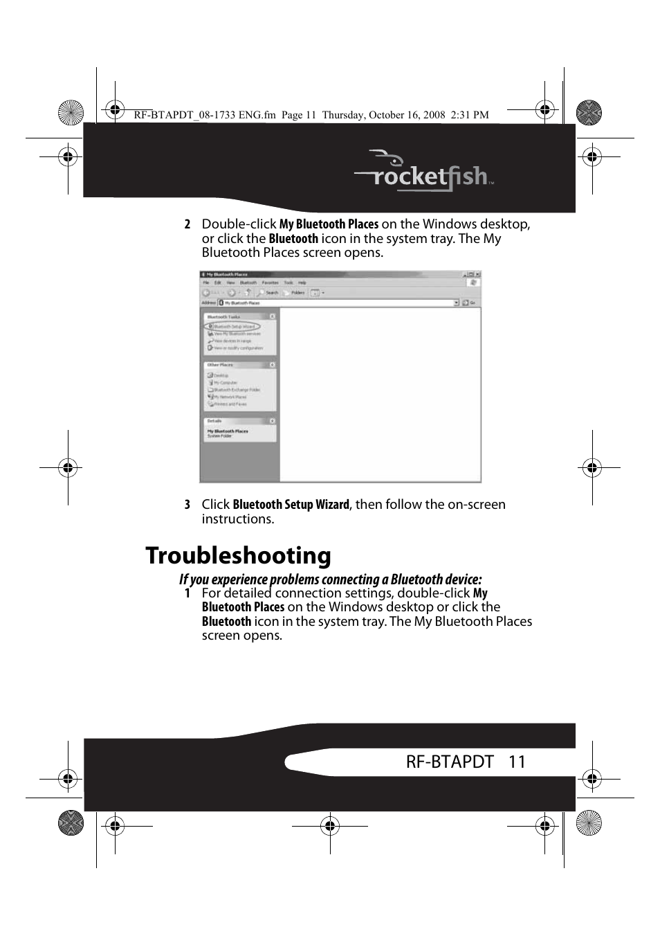 Troubleshooting, 11 rf-btapdt | RocketFish RF-BTAPDT User Manual | Page 11 / 16