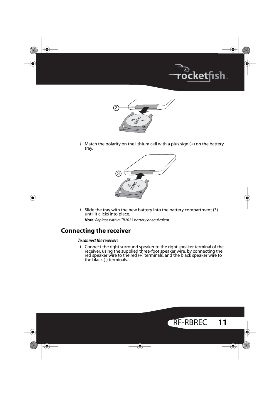 Connecting the receiver, 11 rf-rbrec | RocketFish RF-RBREC User Manual | Page 11 / 28
