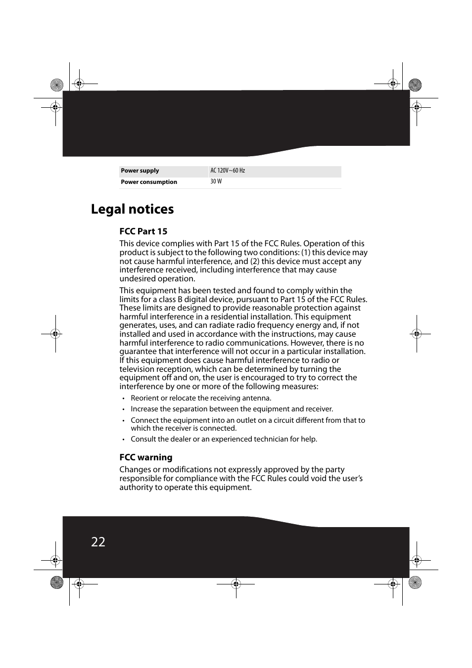 Legal notices, Fcc part 15, Fcc warning | 22 legal notices | RocketFish RF-RBREC User Manual | Page 22 / 28