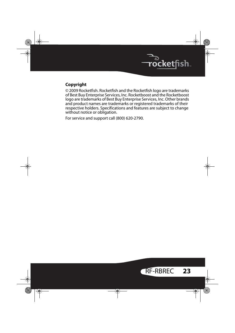 Copyright, 23 rf-rbrec | RocketFish RF-RBREC User Manual | Page 23 / 28