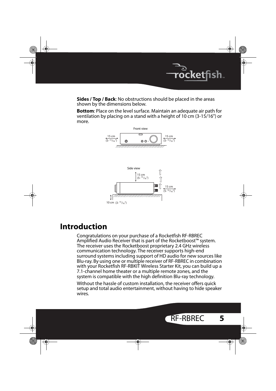 Introduction, 5rf-rbrec | RocketFish RF-RBREC User Manual | Page 5 / 28