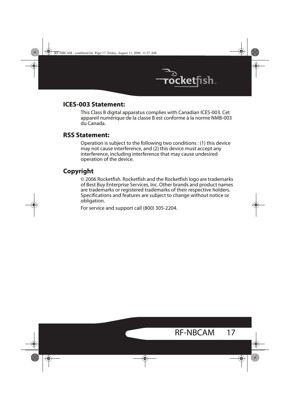 17 rf-nbcam | RocketFish RF-NBCAM User Manual | Page 17 / 62