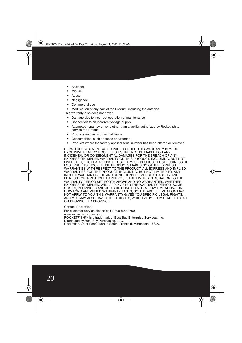 RocketFish RF-NBCAM User Manual | Page 20 / 62